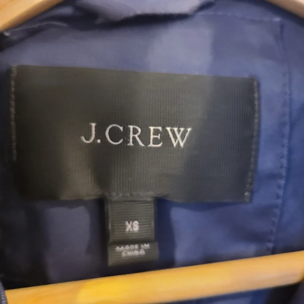 J.Crew Womens Utility Field Wax Jacket Navy Blue Gold Button XS Lightweight - Picture 8 of 9